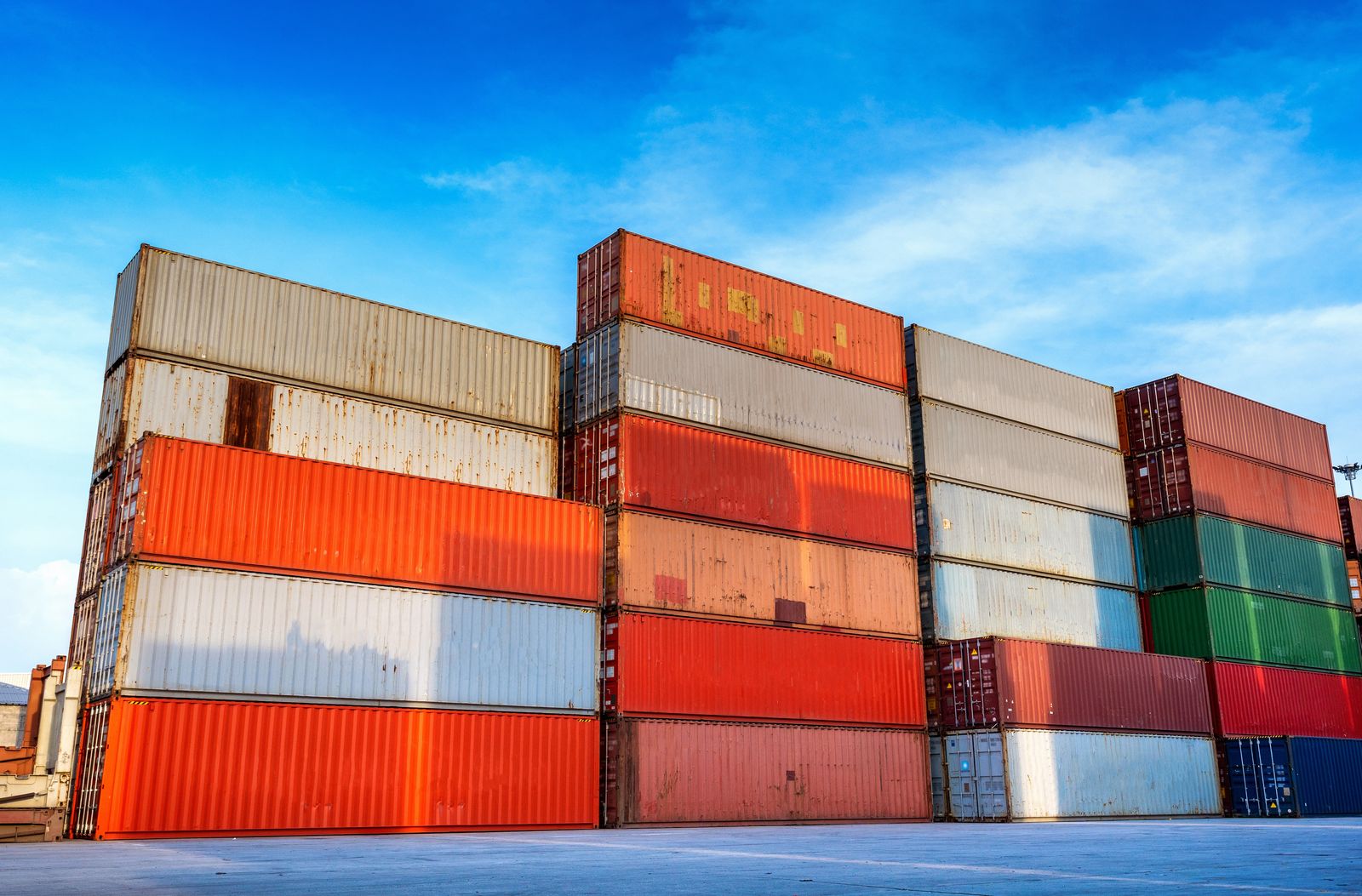 Stacked shipping containers