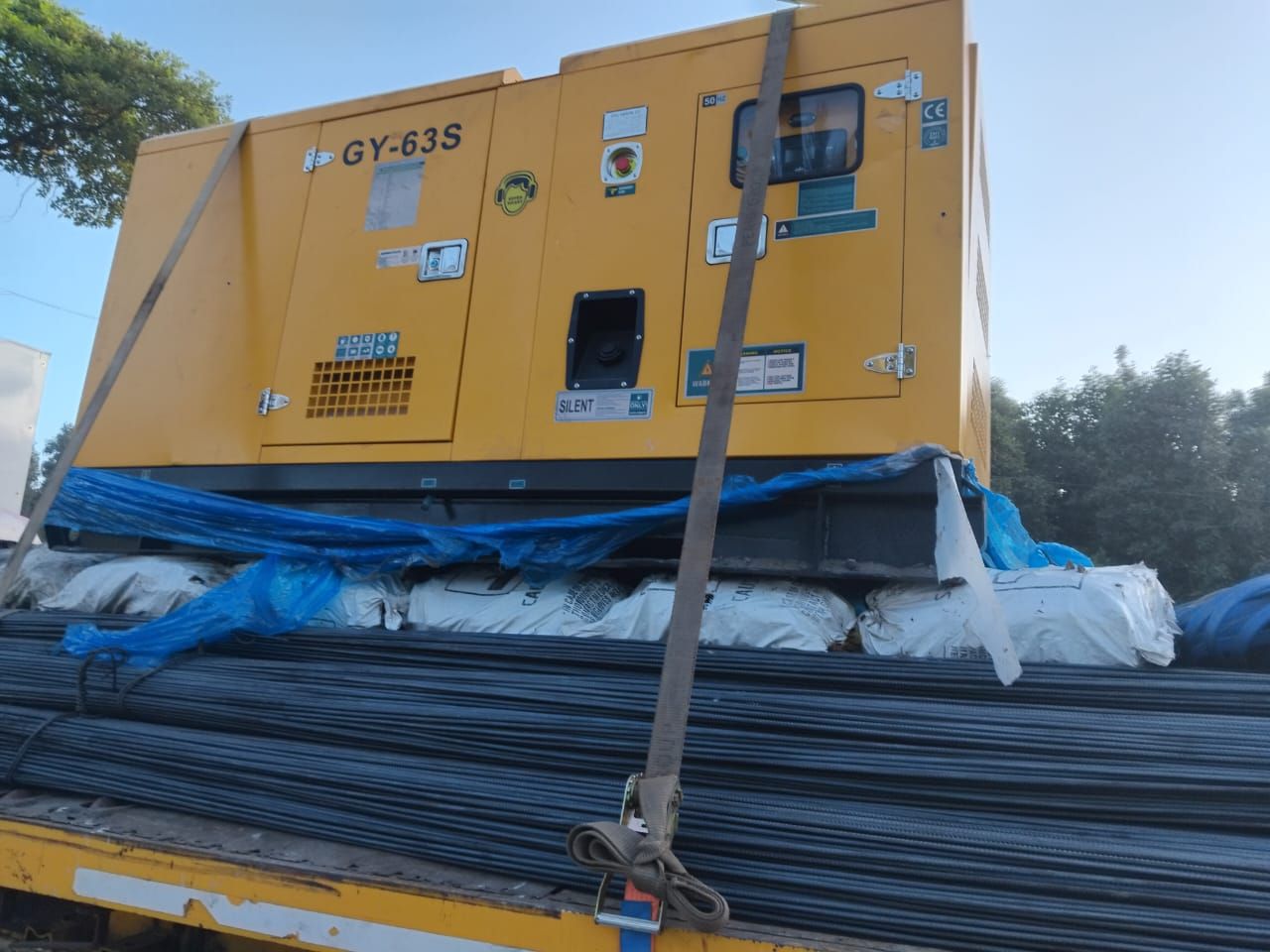 Generator secured on a truck for transport